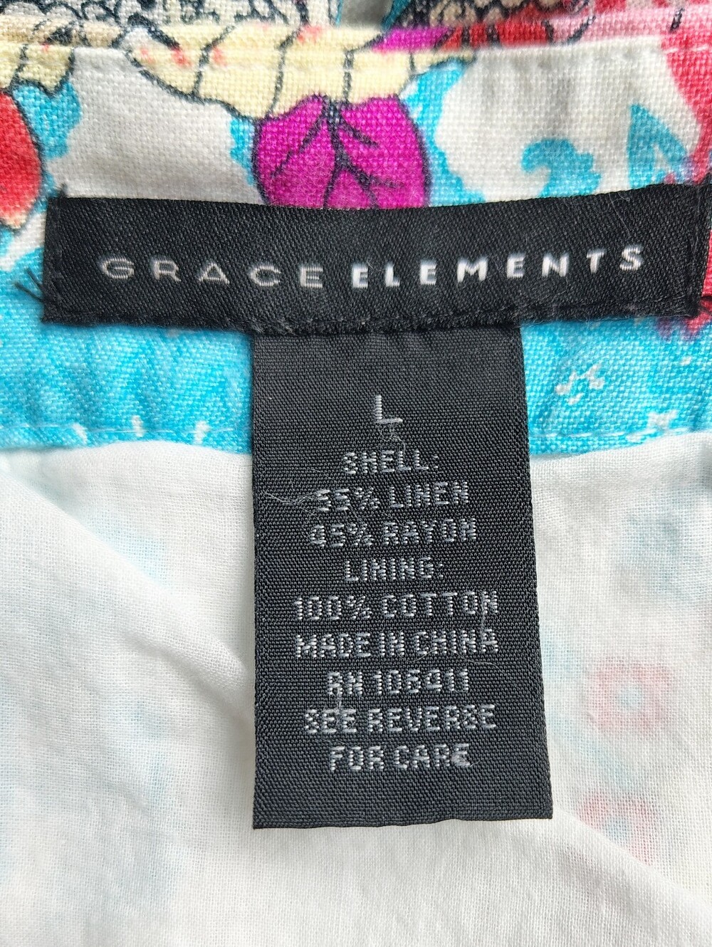 Grace Elements Linen Blend Floral Paisley A-Line Skirt Large Colorful Boho Fairy - Picture 5 of 6
